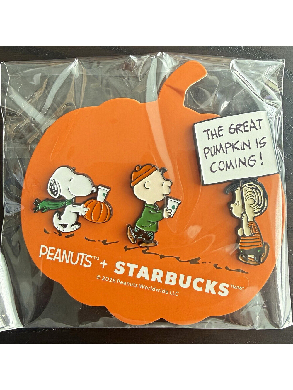 Starbucks x Peanuts Great Pumpkin Enamel Pin Set 2026 Halloween Snoopy New NIP
